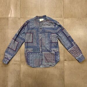 Zara Man Patchwork Pattern Long-Sleeve, Medium Slim Fit